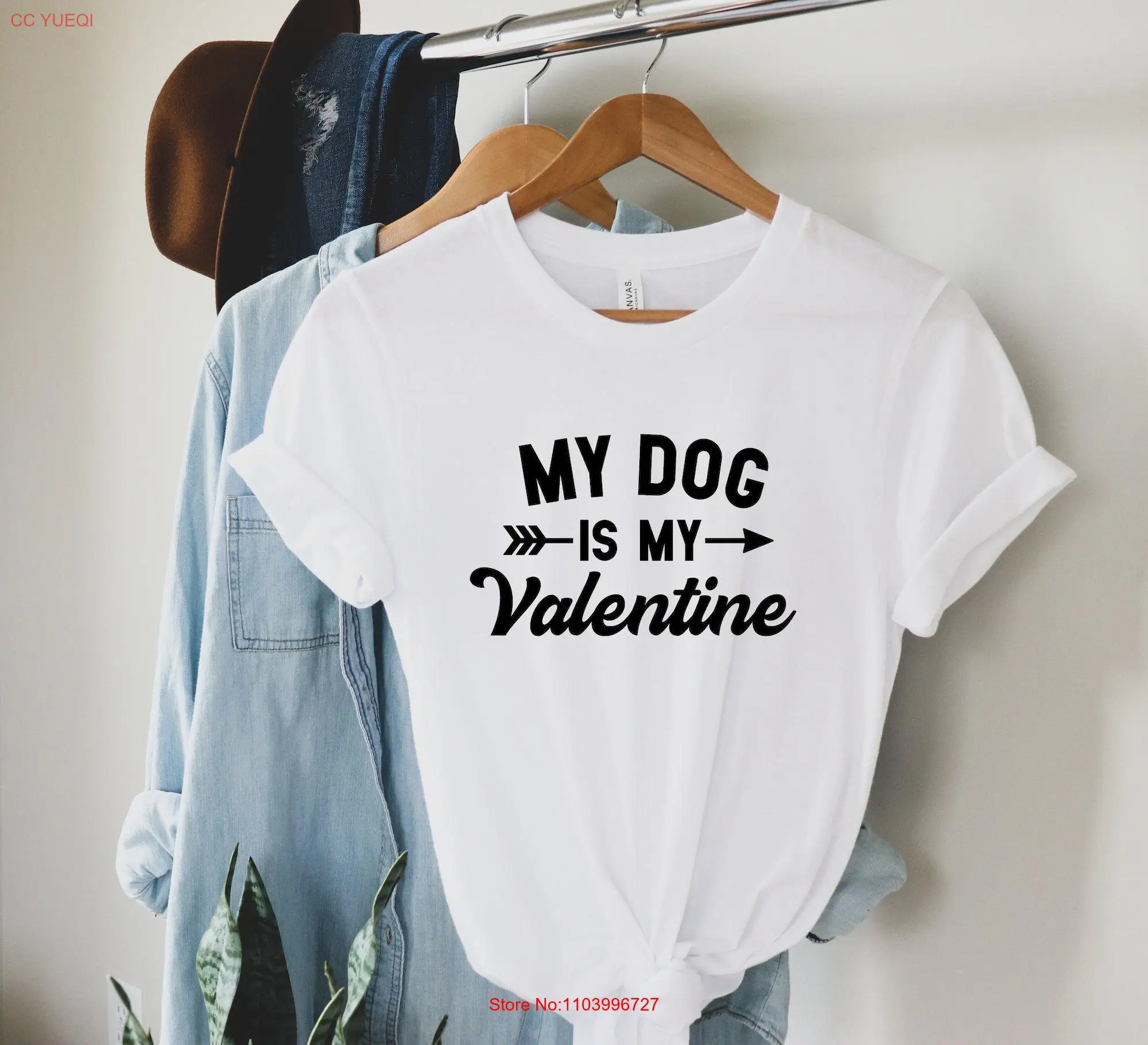 

My Dog Is Valentine T Shirt for Lovers Valentine's Day long or short sleeves