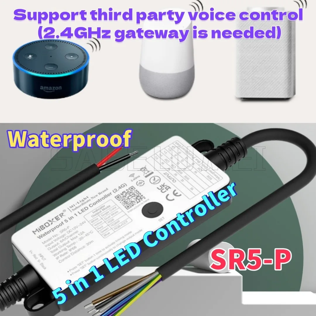 

SR5-P Mi boxer 5 в 1, светодиодный контроллер для RGB RGBW RGB CCT, одноцветная светодиодная лента, водонепроницаемая, низкое энергопотребление, 12-24 В постоянного тока