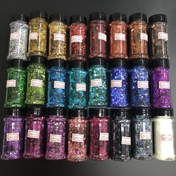 2oz (57g) Shaker Packing 24 colori Holographic Chunky Tumbler Craft Nail Glitter Bulk