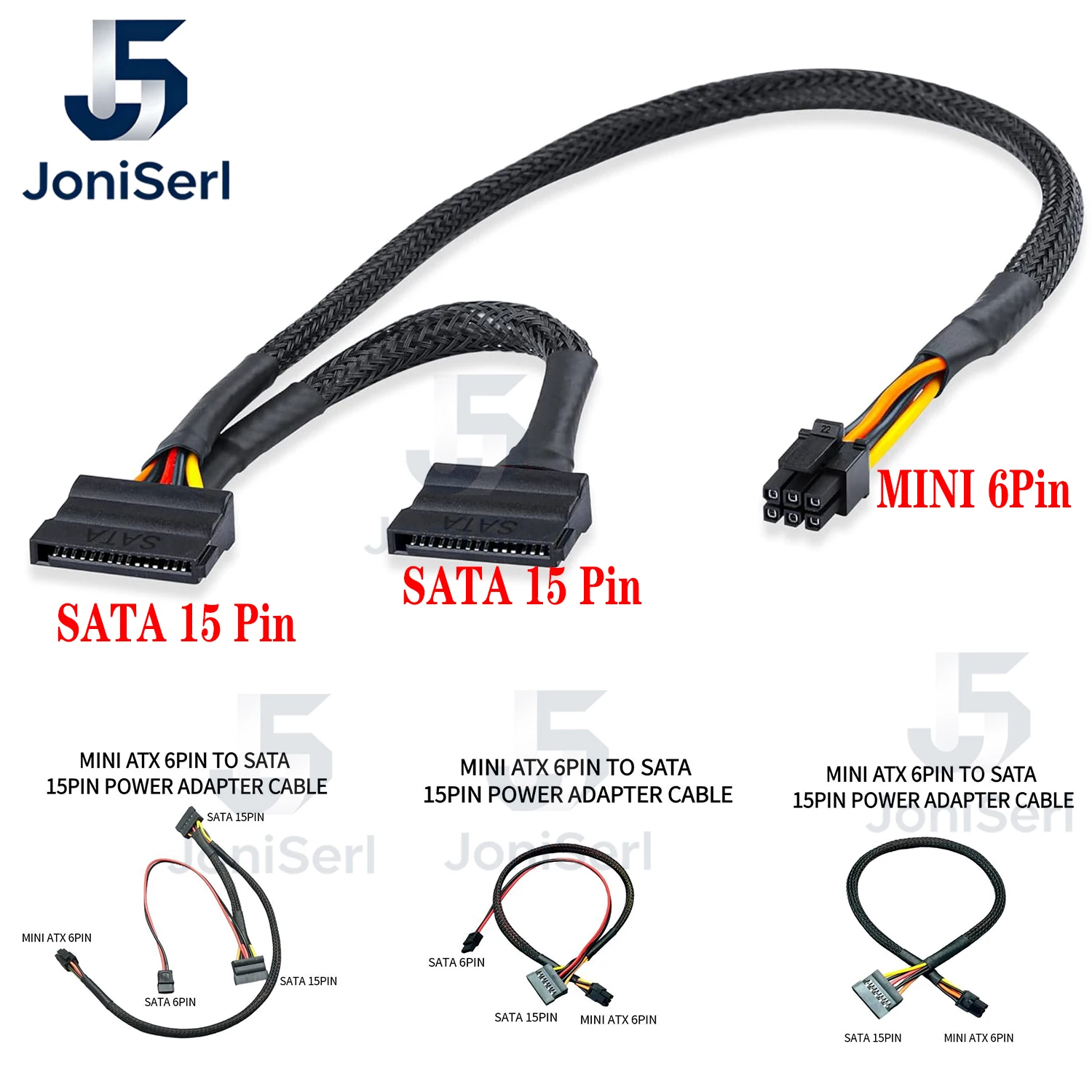 PCIe 6Pin Male 1 to 2 SATA 15Pin Female Power Supply Cable Port Multiplier GPU 6 pin Power Port to Dual SATA for Dell vostro