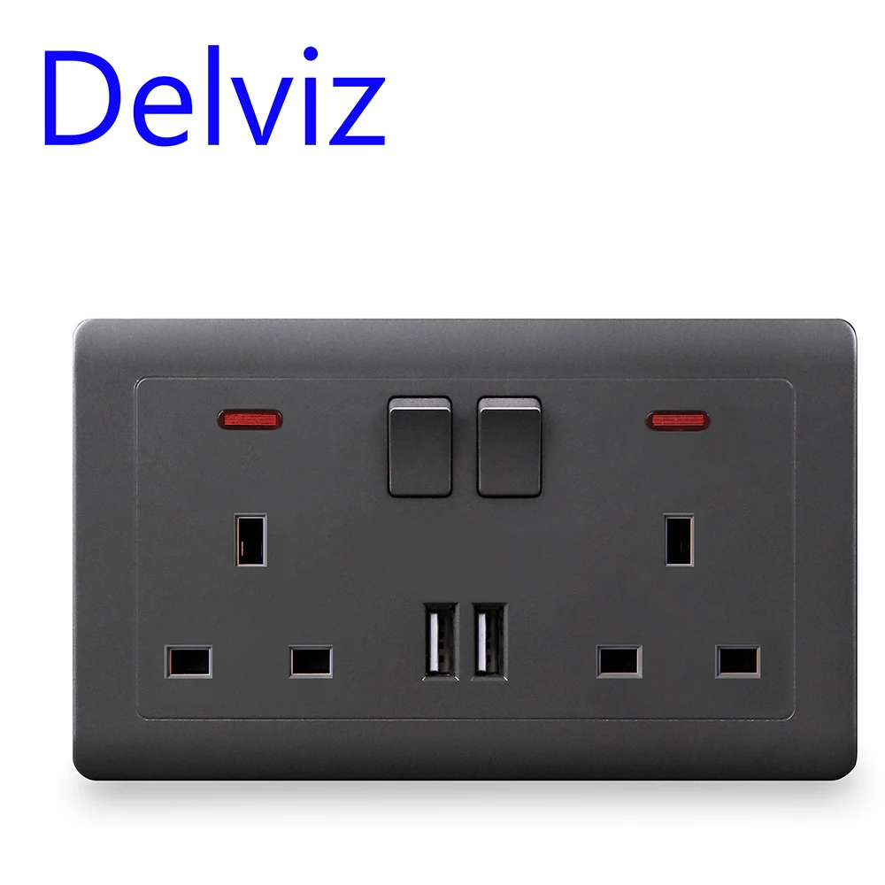 

Розетка настенная с двумя USB-портами, 110-250 в перем. Тока, 146*86 мм