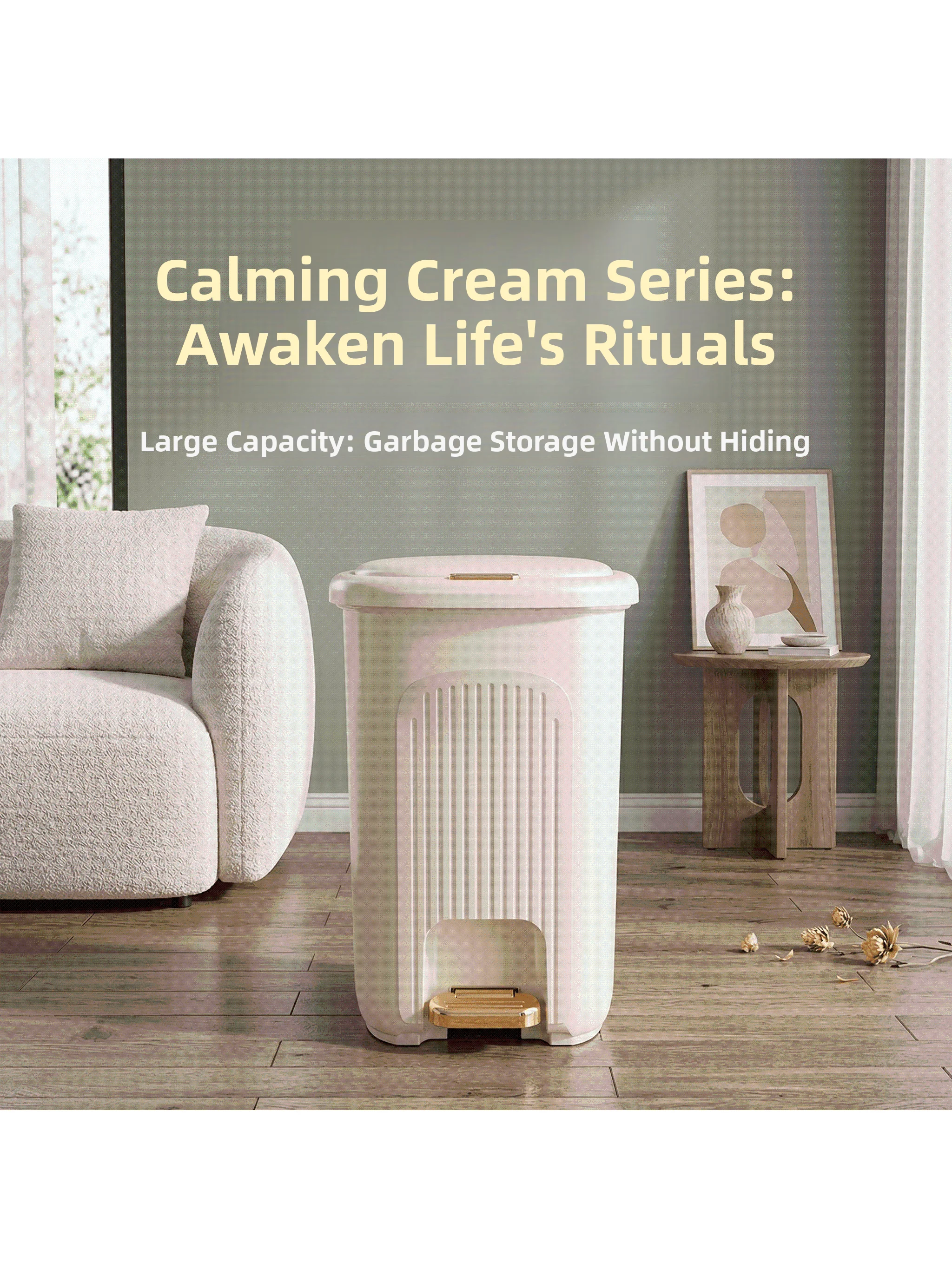 

Large Capacity Foot Pedal Trash Can Luxury Design for Living Room Bathroom Bedroom Cover Kitchen Waste Bin Home Cleaning Tool