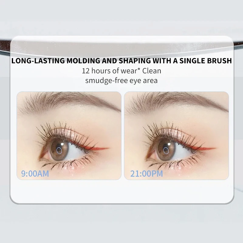 Mascara sottile con tubo d'acciaio piccolo e arricciatura, trucco per occhi impermeabile e a prova di sbavature, mascara marrone nero lungo e naturale a lunga durata