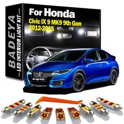 BADEYA 11Pcs LED Interior Map Dome Light Kit For Honda Civic IX 9 MK9 9th Gen 2012 2013 2014 2015 Car Led Bulbs Canbus No Error