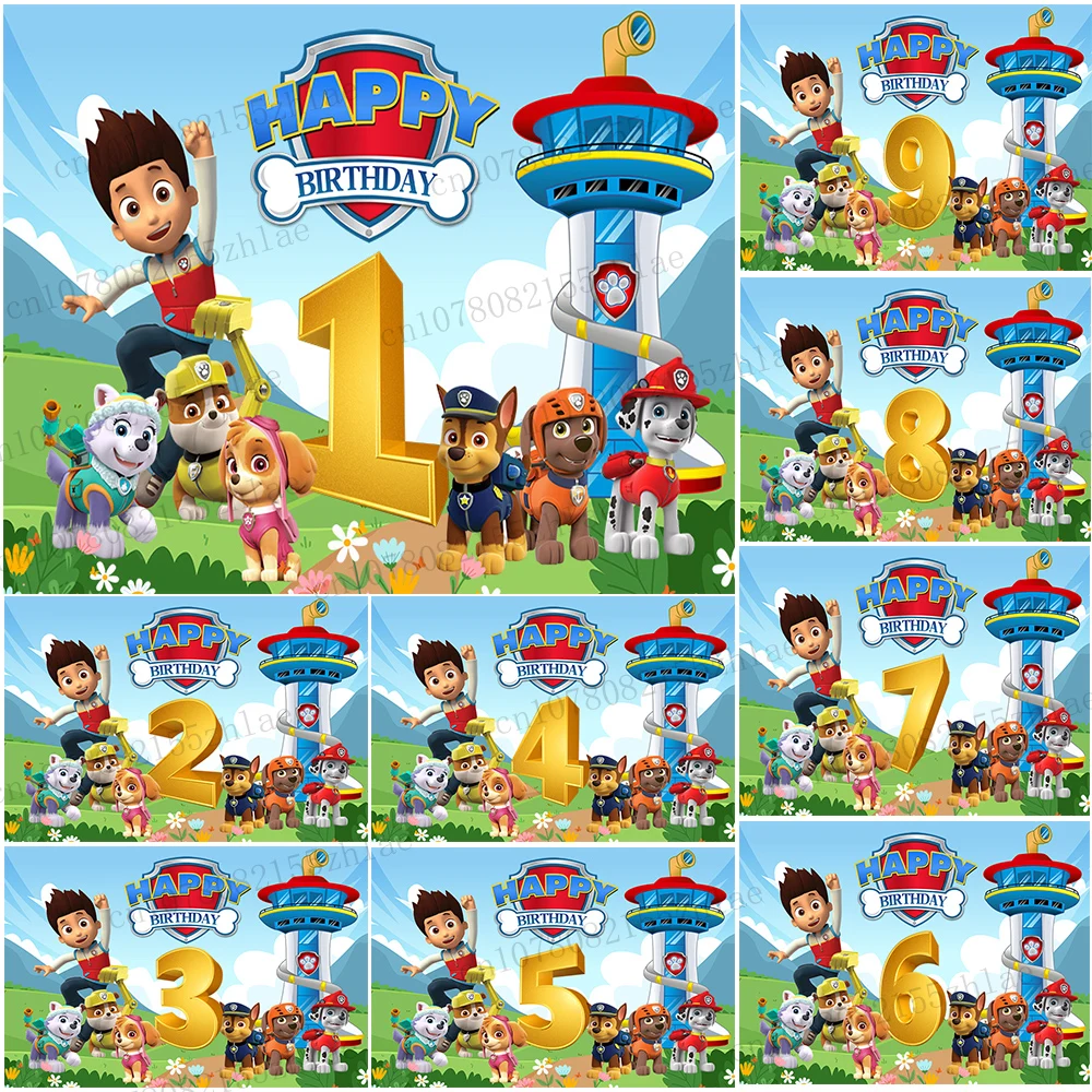 

Paw Patrol Birthday Party Photo Background From 1 to 9 years old birthday Photo Backdrop Baby Shower Photography Backdrop