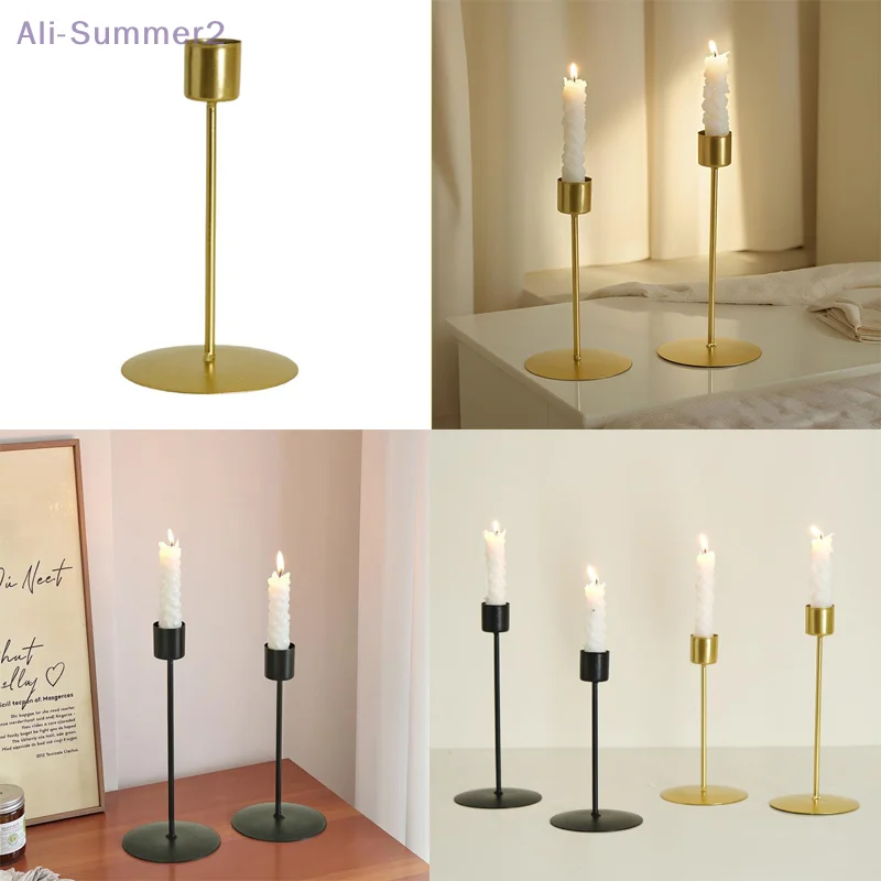 {MX} Nordischer Stil, einfacher Kerzenhalter aus Metall, golden, schwarz, luxuriöser, moderner Kerzenständer für romantisches Abendessen, Hochzeit, Tisch, Heimdekoration