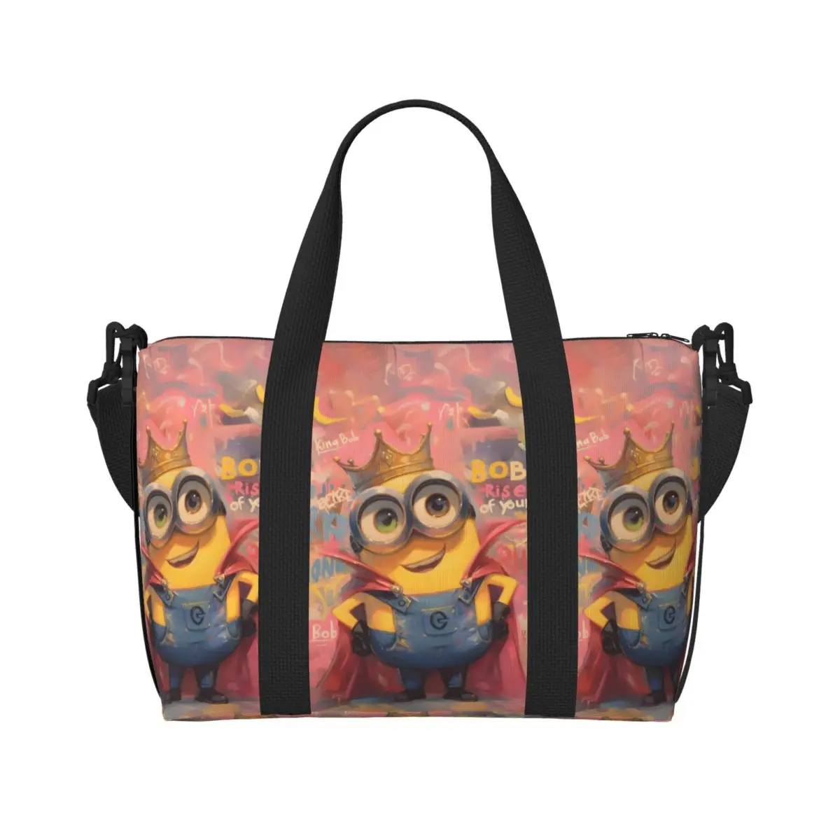 

Custom M-Miniones Beach Tote Bag for Women Extra Large Gym Carry On Cute Cartoon Movie Kawaii Doll Travel Shopping Bags