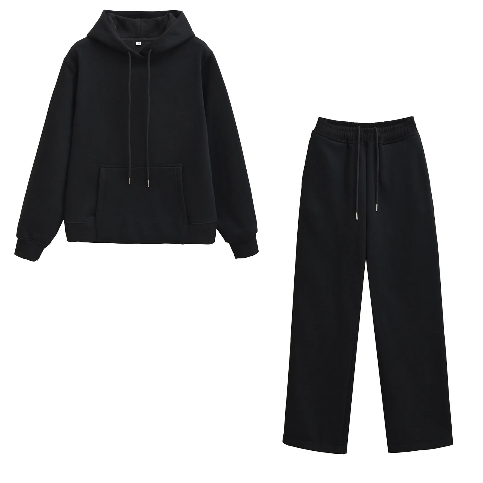 ชุดเซ็ตเสื้อฮู้ดสปอร์ตแขนยาวสำหรับผู้หญิง สไตล์ลำลองแฟชั่นฤดูใบไม้ร่วงใหม่ พร้อมกางเกงมีเชือกผูกเอว