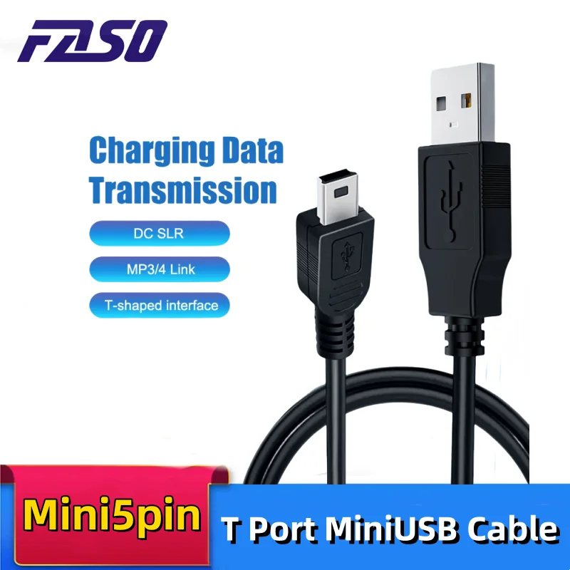 

5 шт. USB-кабель 2,0 A папа-мини B 5 Pin 5 P T порт Mini USB для устройств камера мобильный телефон жесткий диск компьютер MP3 MP4 зарядка