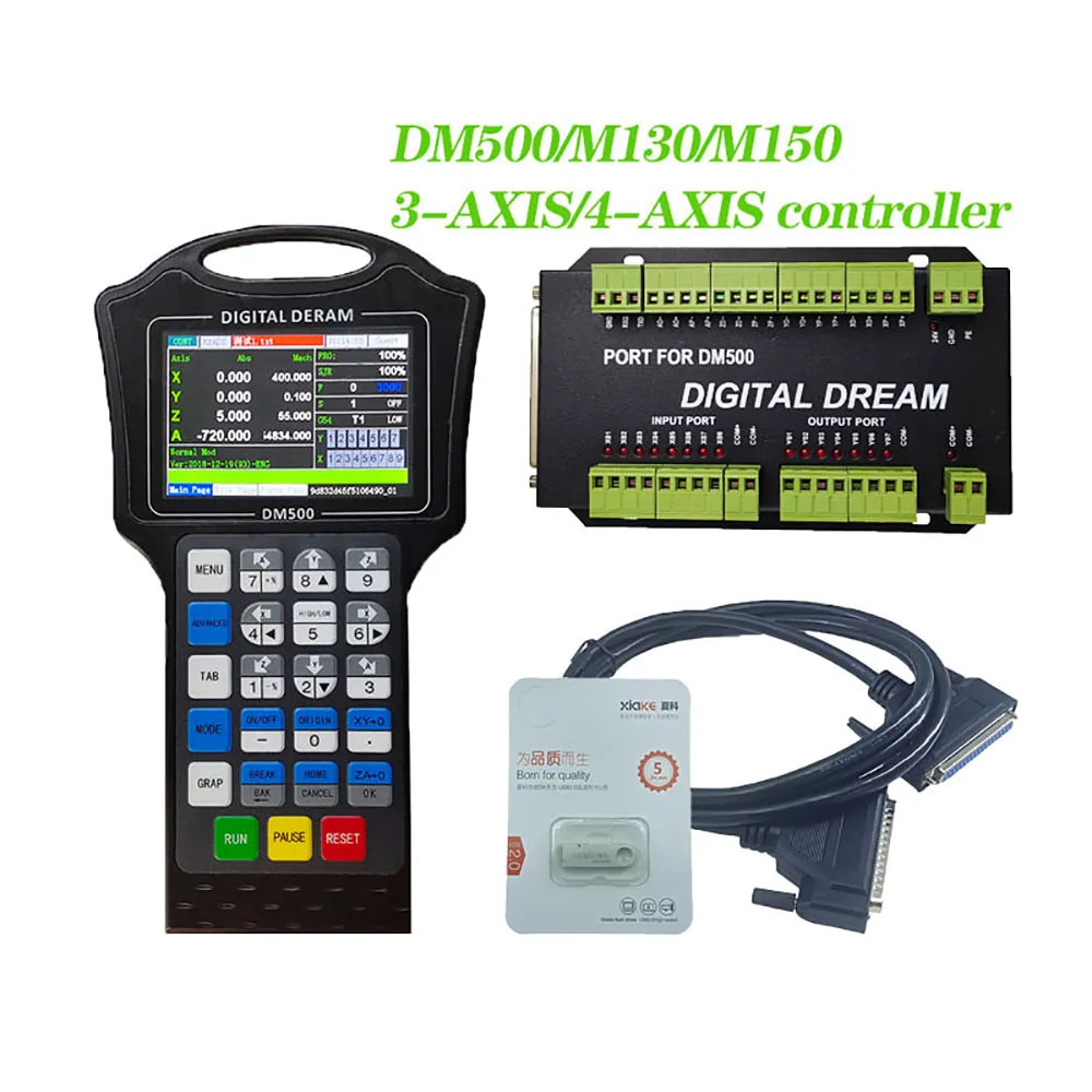 Offline handheld 3-axis 4-axis motion controller DM500T3 T4 engraving machine control system M130 M150 woodworking processing