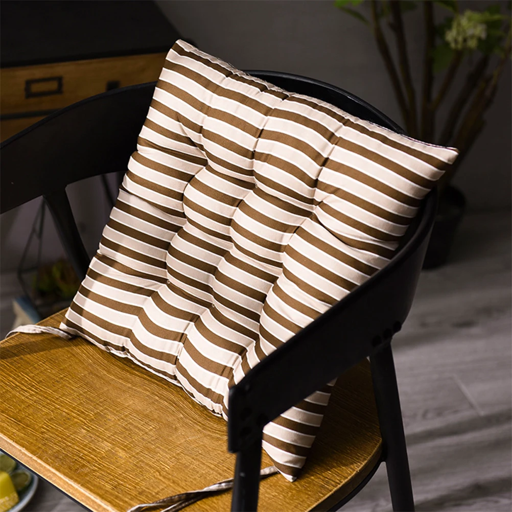 

2Pcs Polyester Striped Chair Cushion Thicken Seat Cushions Office Chair Cushions Seat Pads Outside Patio Back Pillow Cushions