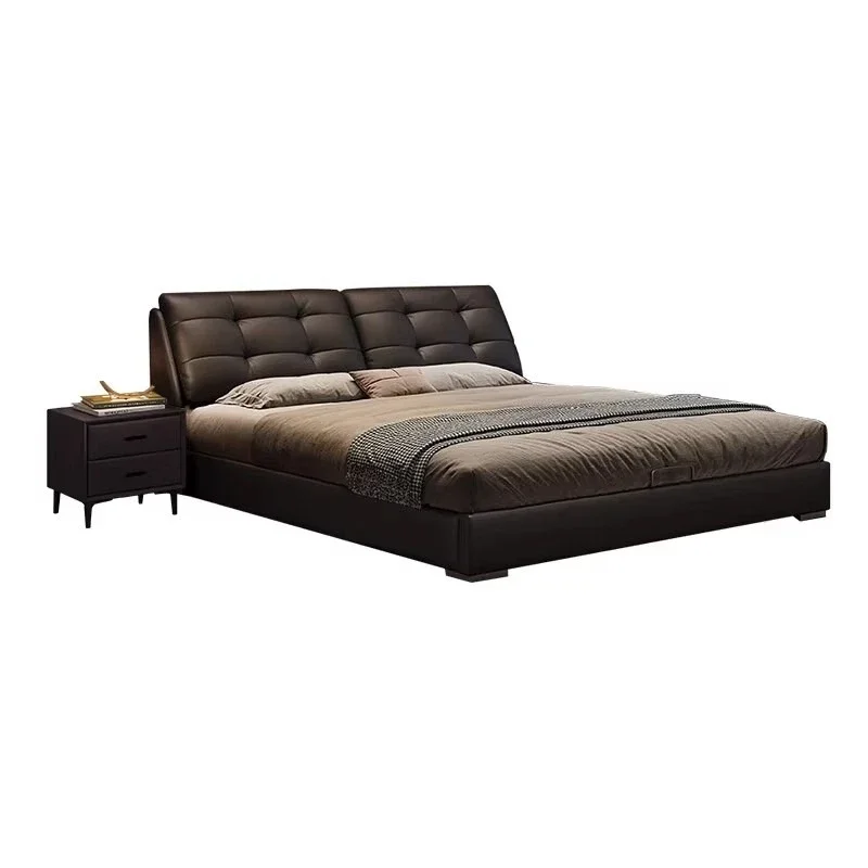 

Italian minimalist leather bed light luxury modern minimalist 1.8 double master bedroom queen