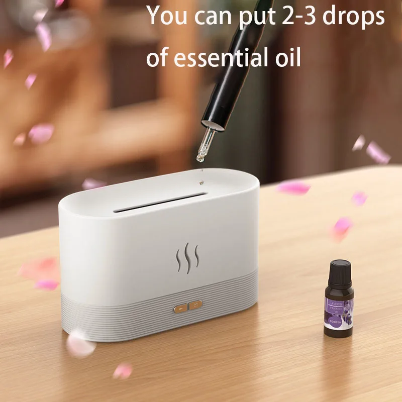 Diffusore di aromi di fiamma umidificatore simulazione atmosfera domestica luce piccola nebbia fredda ad ultrasuoni Fogger LED olio essenziale