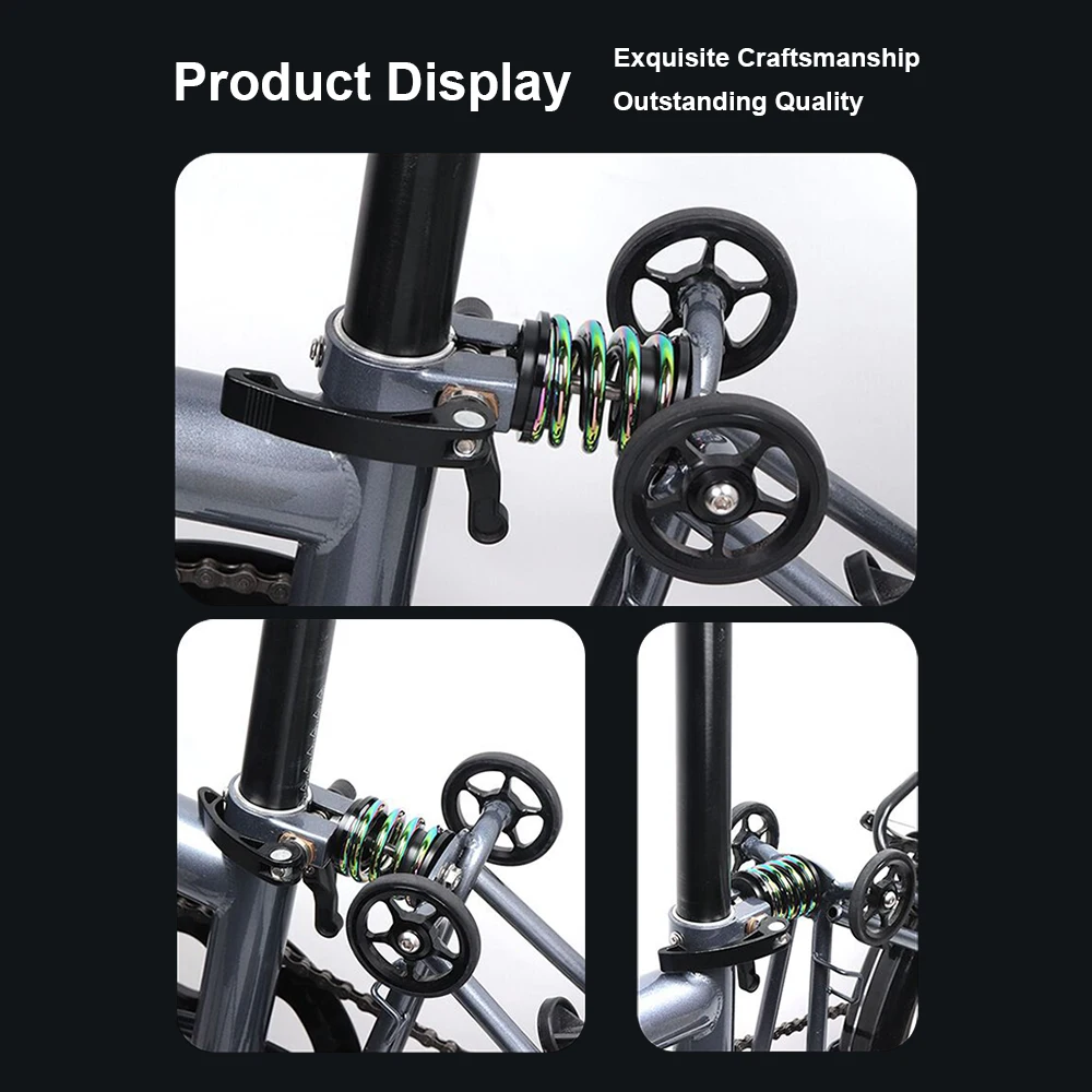 للصدمات الخلفية للدراجة القابلة للطي من Brompton، زنبرك فولاذي لمحور التيتانيوم، تعليق لفائف أسود/ذهبي/قوس قزح/فضي