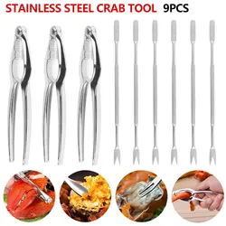 Seafood Tools Set Leg Sheller with 6Pcs Stainless Steel Forks and 3Pcs Zinc Alloy Lobster Crab Shellfish Lobster Leg Opener Set