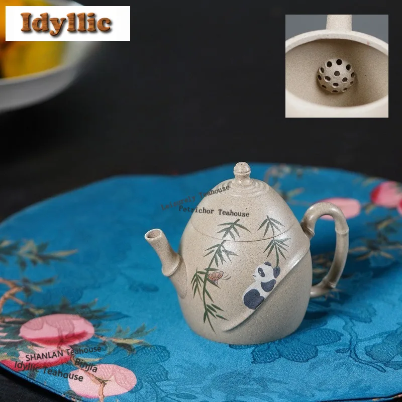 

200 мл креативные чайники из фиолетовой глины Исин ручной работы, горшок для яиц дракона панды, сырая руда, белая секция, грязевой чайник, чайный сервиз Zisha, украшения