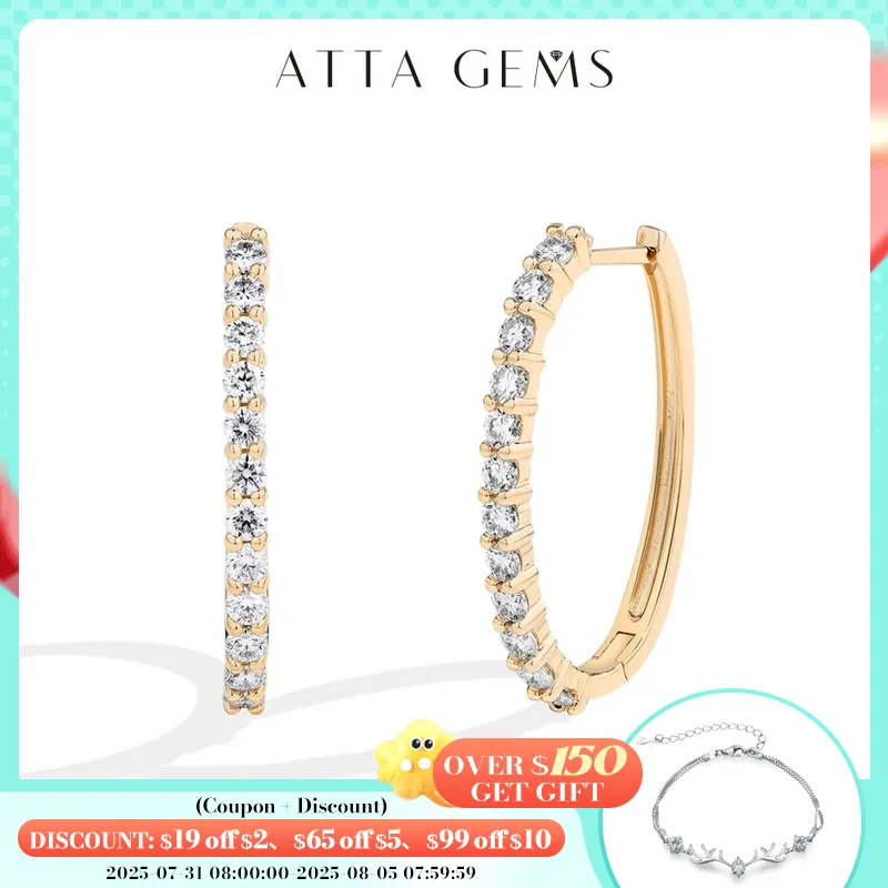 

Attagems 4-Claws Eardrops DVVS1 Moissanite Diamond Earrings S925 Sterling Silver 18K Gold Plated For Women Wedding Party Jewelry