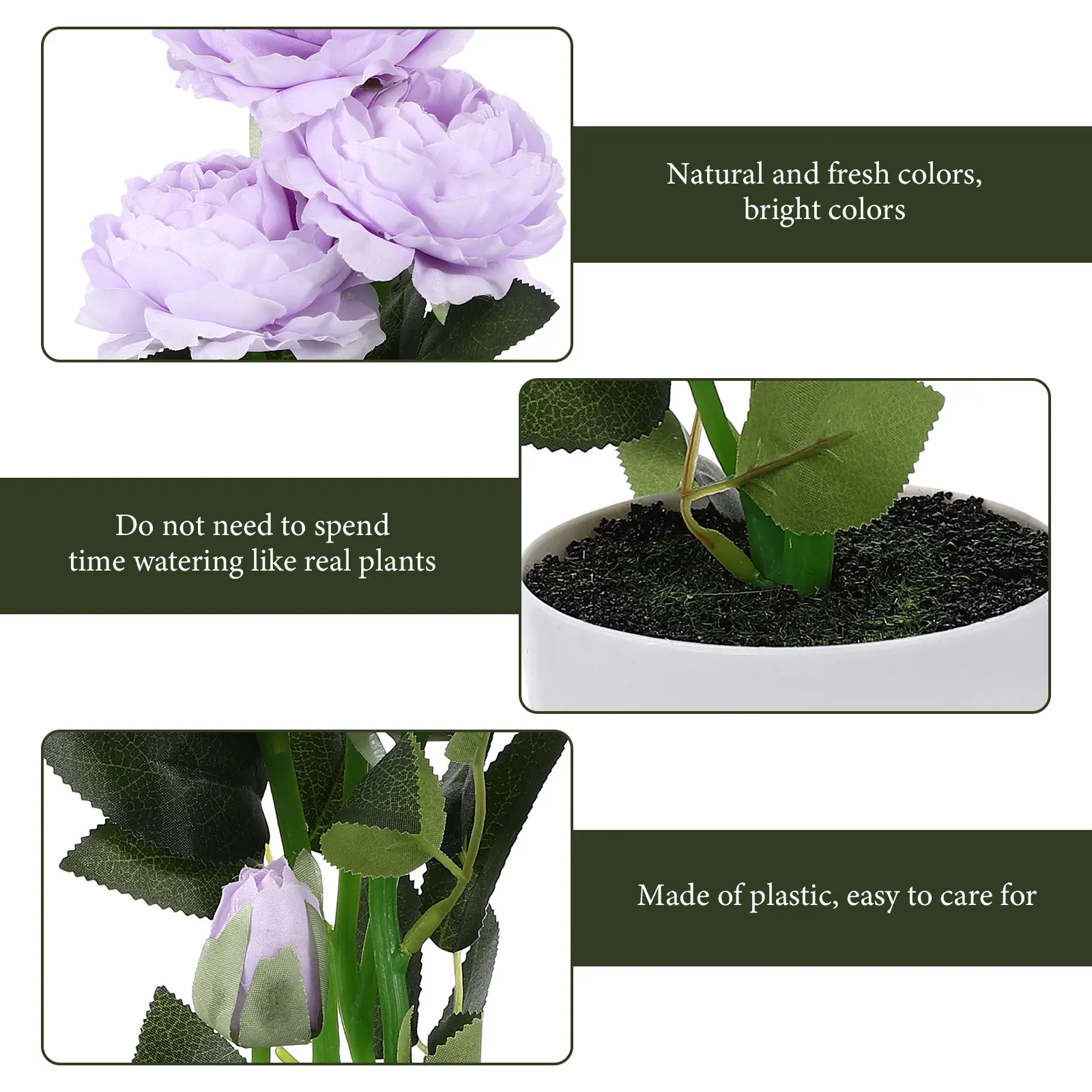 

Artificial Peony Bonsai Decorative Fake Plant Potted Cloth Plastic Indoor Green nament Home Office Small BonsaiSimulation Plants