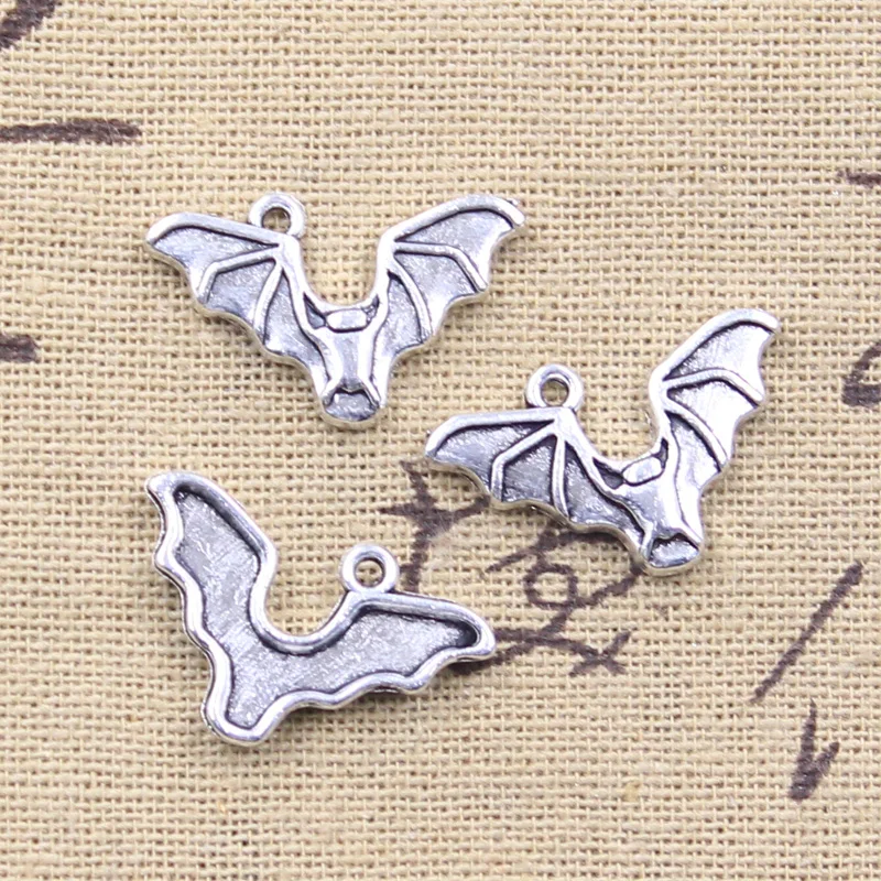 12pcs Charms Halloween Bat 15x24mm Antique Silver Color Pendants Making DIY Handmade Tibetan Finding Jewelry