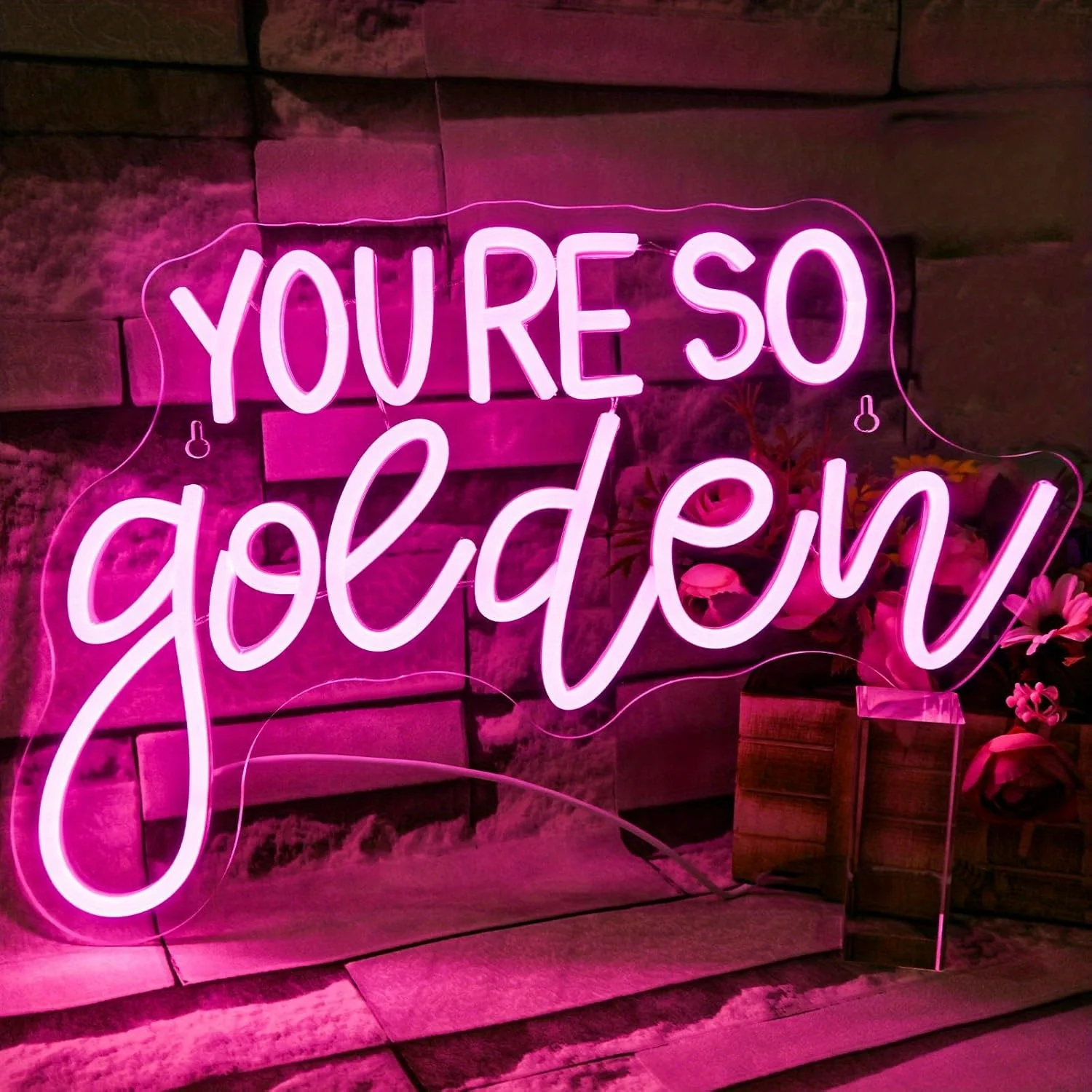 Youre So Golden Neon Sign Pink LED Wall Art USB Powered Inspirational Quote Bedroom Living Room Party Decor Friends Gift Idea