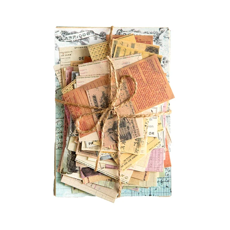 Journamm 100pcs/pack Vintage Decor Materials Paper Kit Art Collage Junk Journal DIY Scrapbooking Creative Stationery Craft Paper