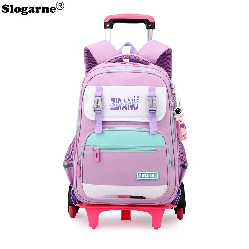 Unisex Rolling School Bags Children Waterproof Backpack with Wheels Girls Trolley Luggage Bookbags Boy New Fashion Schoolbags