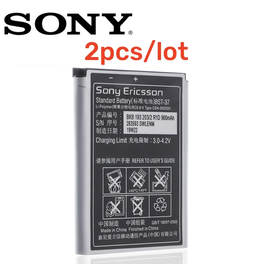 2pcs /lot Original BST-37 Battery For Sony Ericsson J100i W550i K600i K758i Z300i W710i J220c K200c 900mAh