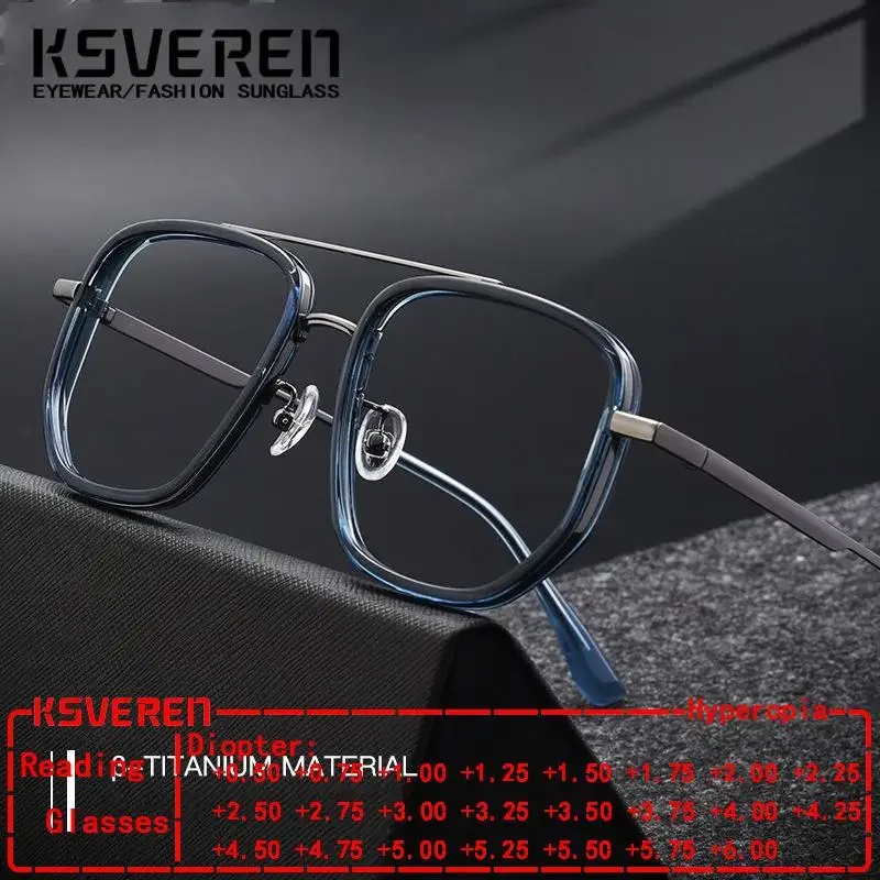 

Fashion Ultra Light Reading Glasses Vintage Comfortable Double Beam Titanium Eyewear Prescription Eyeglasses Frame For Men