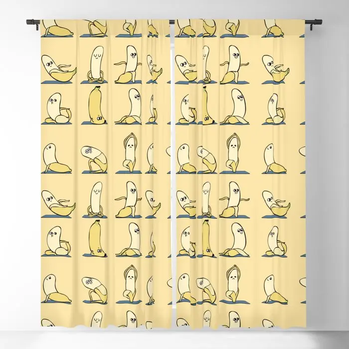 

Banana Yoga Blackout Curtains 3D Print Window Curtains For Bedroom Living Room Decor Window Treatments