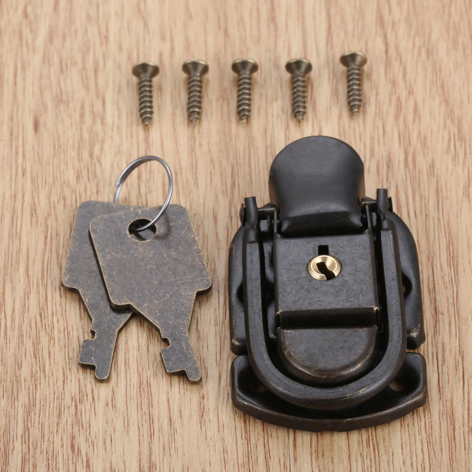 DRELD 1Pcs 58*34mm Iron Based Iron Purse Key Lock Antique Box Locks Vintage Wooden Box Toggle Latch Hasps Furniture Hardware