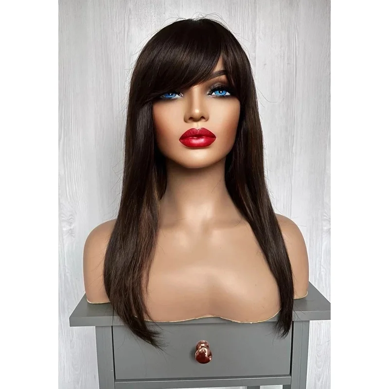 Hair New Fashion Sexy Women's Long Natural Dark Brown Straight Wigs 20 In
