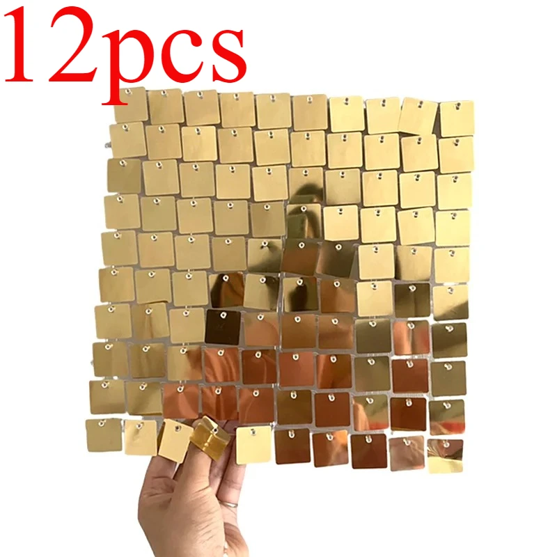 

Glittering Wall Panels 12Pcs - Light Gold Sparkle Backdrop Tiles for Photo Booth, Wedding & Party Decoration (Easy Install)