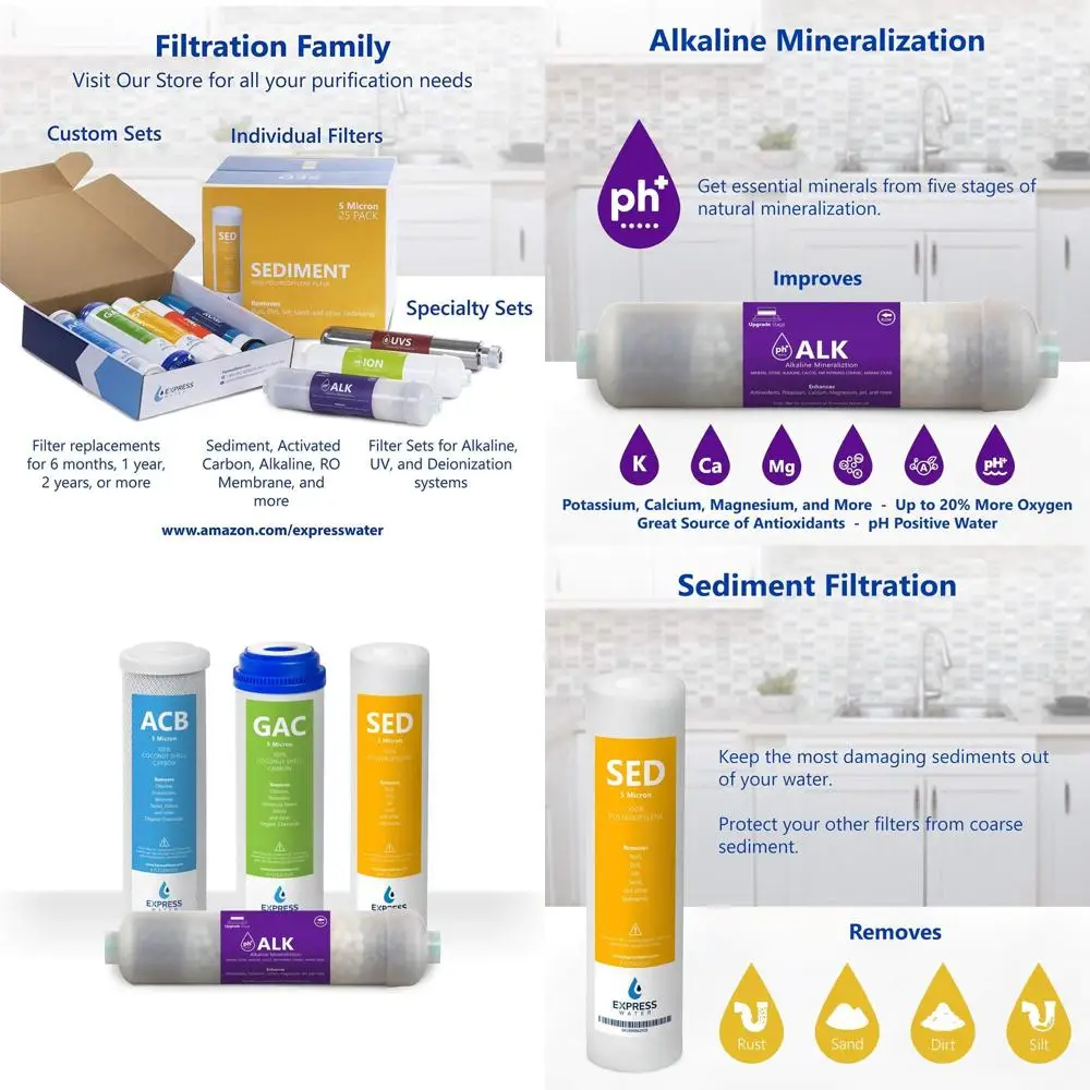 

6-Month Alkaline RO Filter Set - 4 Pack, 10 Replacement Water Filters