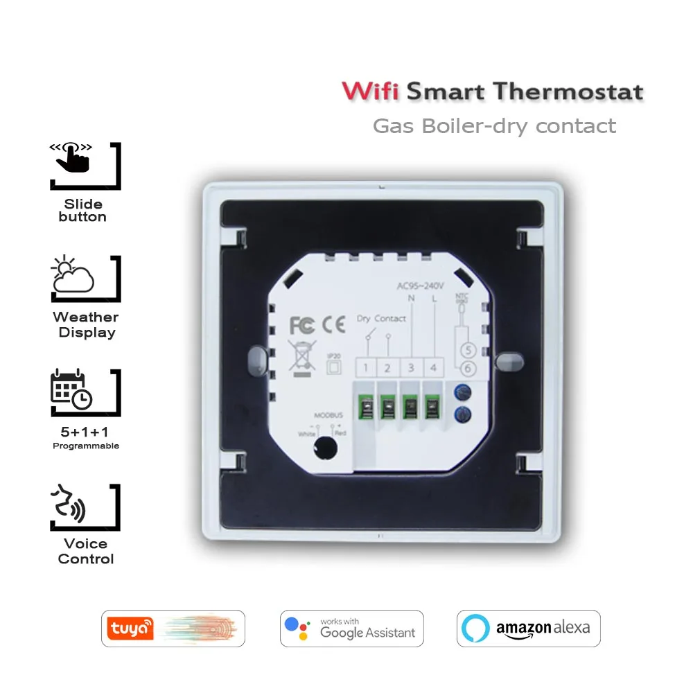 Controlador de temperatura térmica do contato seco, Termostato da caldeira, Programação WiFi para caldeira a gás, 220V