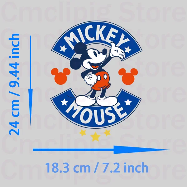 Fashion Mickey Mouse Iron on patches self-adhesive heat transfer stickers stripes for jeans