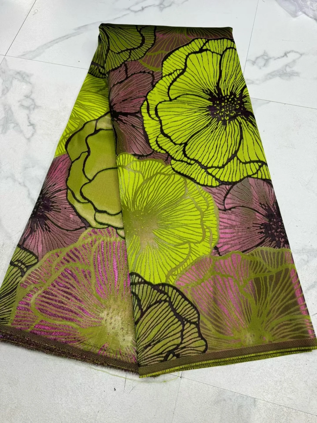 African French Brocade Lace Fabric 2026 High Quality 5 Yards Gilding Nigerian Jacquard Lace Fabric Elegant Dress for Women