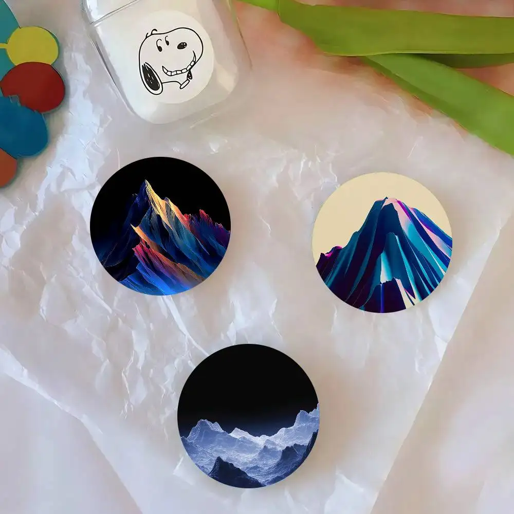 Colorful Snow Mountain Round Badge Lapel Pins For Backpacks Briefcase Laser Brooch Clothes Gifts
