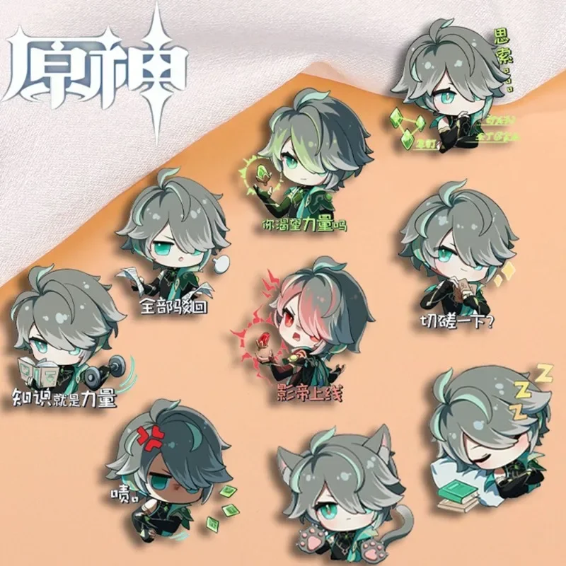 Moda genshin impacto alhaitham expressão acrílico broche de metal pino cosplay crachá jóias acessórios para roupas mochila presente
