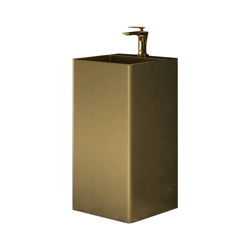 

Stainless steel countertop column washbasin B & B hotel integrated floor column basin Washbasin Household washbasin