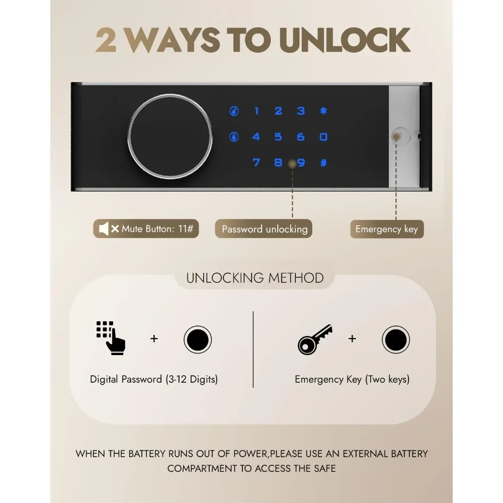 8.6 Cuft Safe Box Heavy Duty Double Door Home Safe with Fireproof Waterproof Bag,Fireproof Safes with Hidden Lock Box Security S