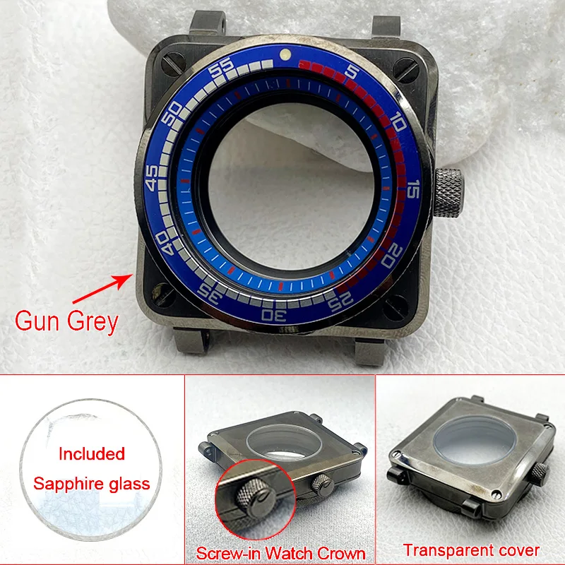 

SKX007 Квадратные корпуса часов Gun Grey Подходит для механизма NH35 NH36 7S 4R для SKX007 Style Pilots Cockpit Корпус часов для дайвинга по индивидуальному заказу