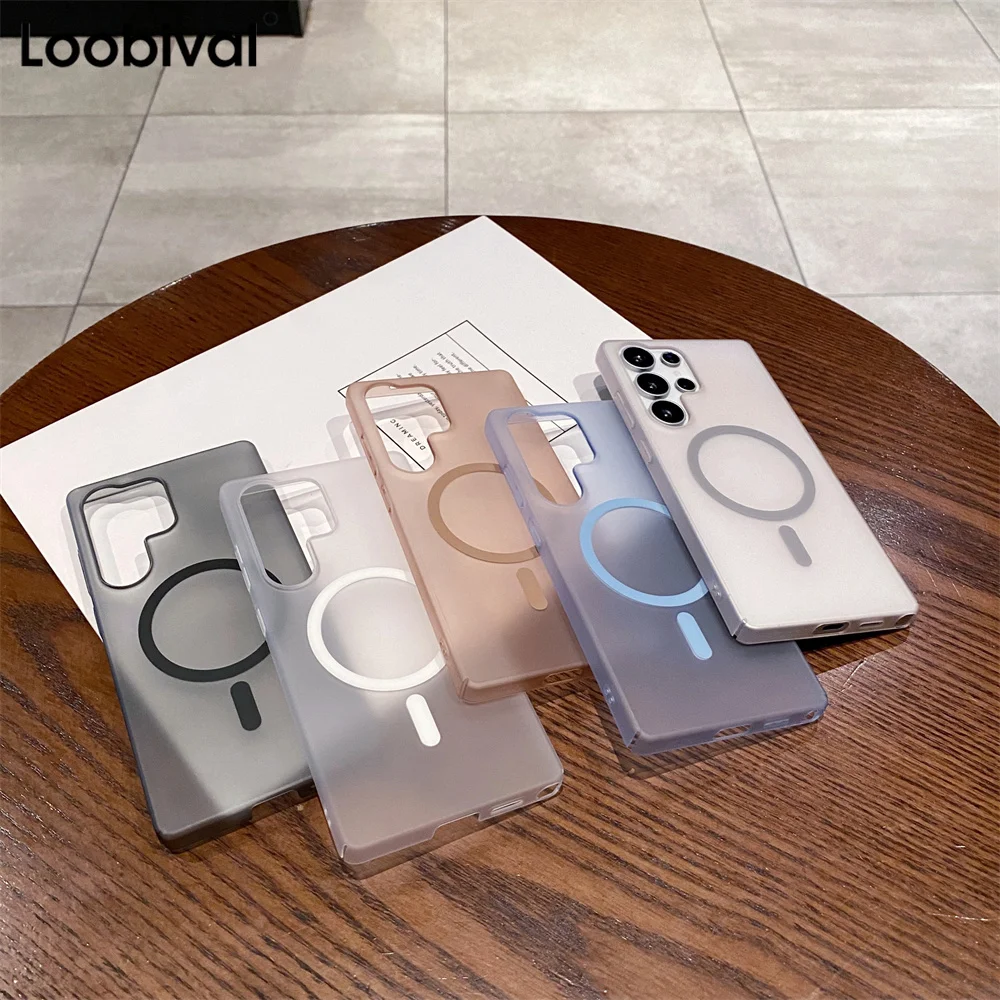 For S25Plus Ultrathin Clear Magnetic Case for Samsung Galaxy S25 S21 S22 S23 S24 Ultra FE S24 Plus Matte Wireless Charge Cover