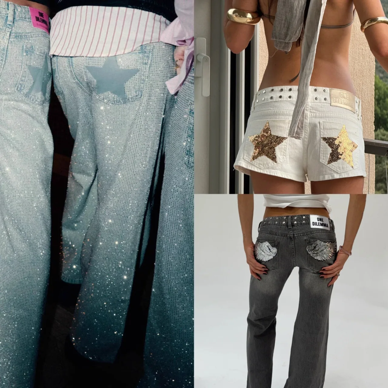 European And American Y2k Spice Girls Star Printing Hot Diamond Straight Low Waist Jeans Women