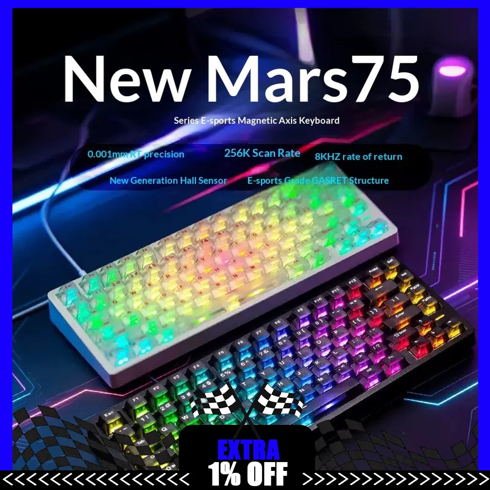 CAROTMAS MARS75 Series Magnetic Switch Gaming Keyboard 75% 8K Polling 256K Scanning RGB Wired