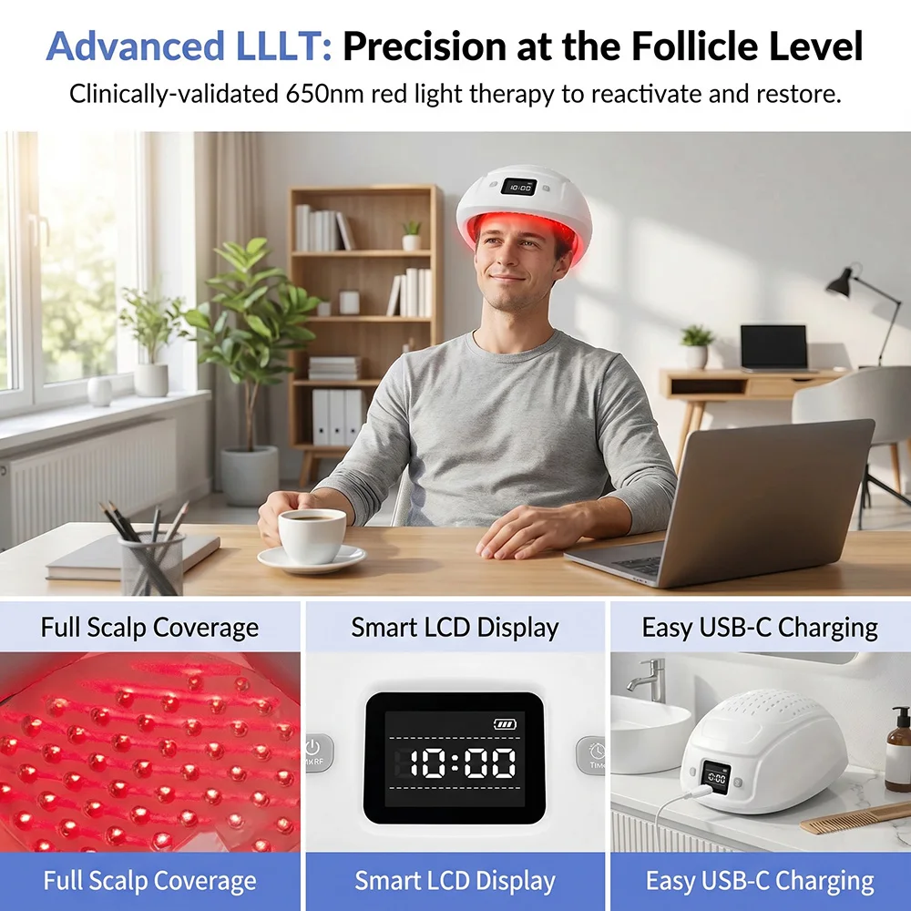

High Density 448 Diodes Laser Hair Growth Helmet 650nm LLLT Red Light Therapy Cap Anti Hair Loss Hair Regrowth for Thinning Hair