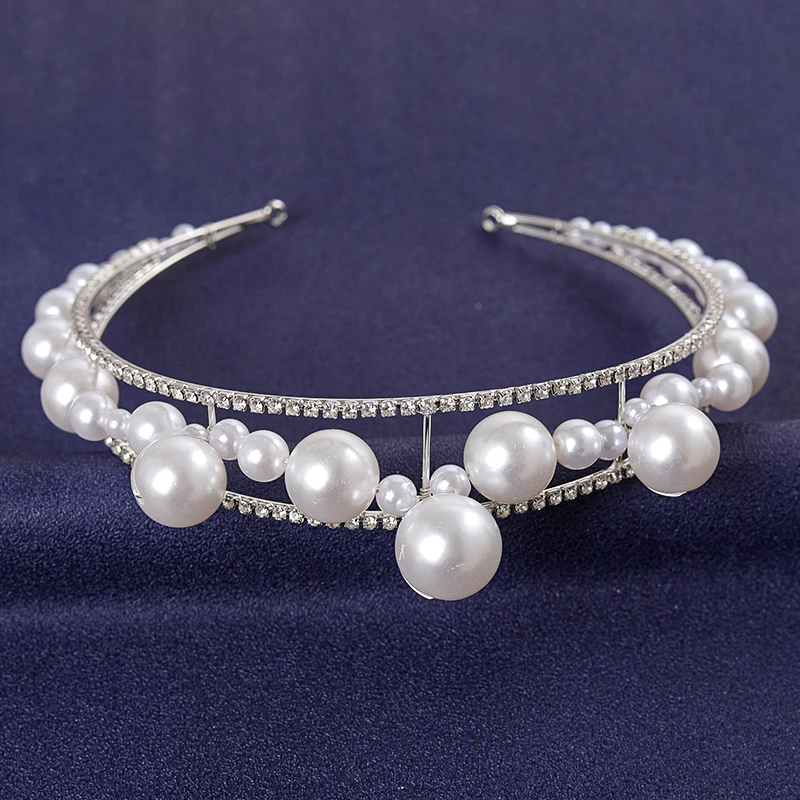 

Elegant Pearl Hairband Rhinestone Headband Queen For Women Party Prom Bridal Wedding Hair Accessories Jewelry Band Headband Gift
