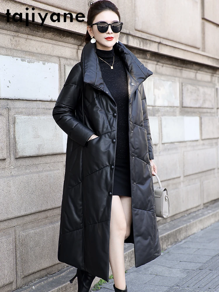 TAJIYANE 100% جلد الغنم الحقيقي بطة أسفل معطف المرأة طويلة سميكة سترة منفوخة حقيقية سترات من الجلد ملابس الشتاء 2025 신상АКю터 #2