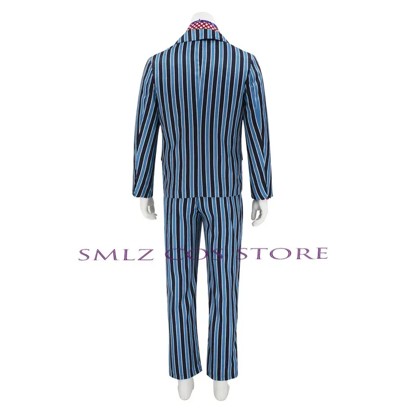 AIAI 2025Movie Austin Powers Cosplay Costume Men's Vintage 1980s Fashion Blue And Black Striped Suit Halloween Costumes