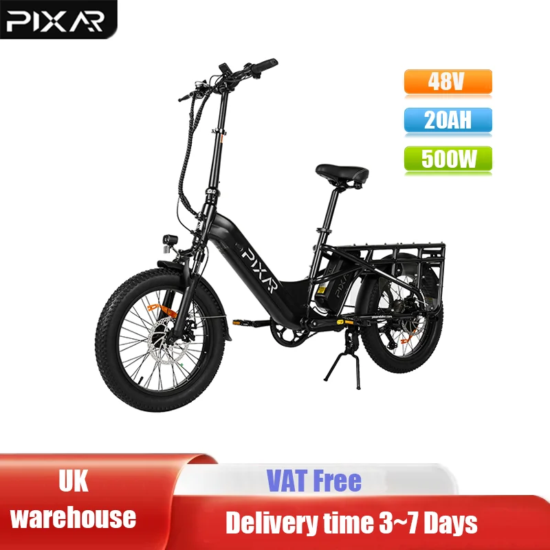 AliExpress NONE PIXAR Plus 7 Electric Bike 48V 20AH Lithium Battery 32KM/H 100KM Range 20*3“ Tires Dual Batteries E-bike