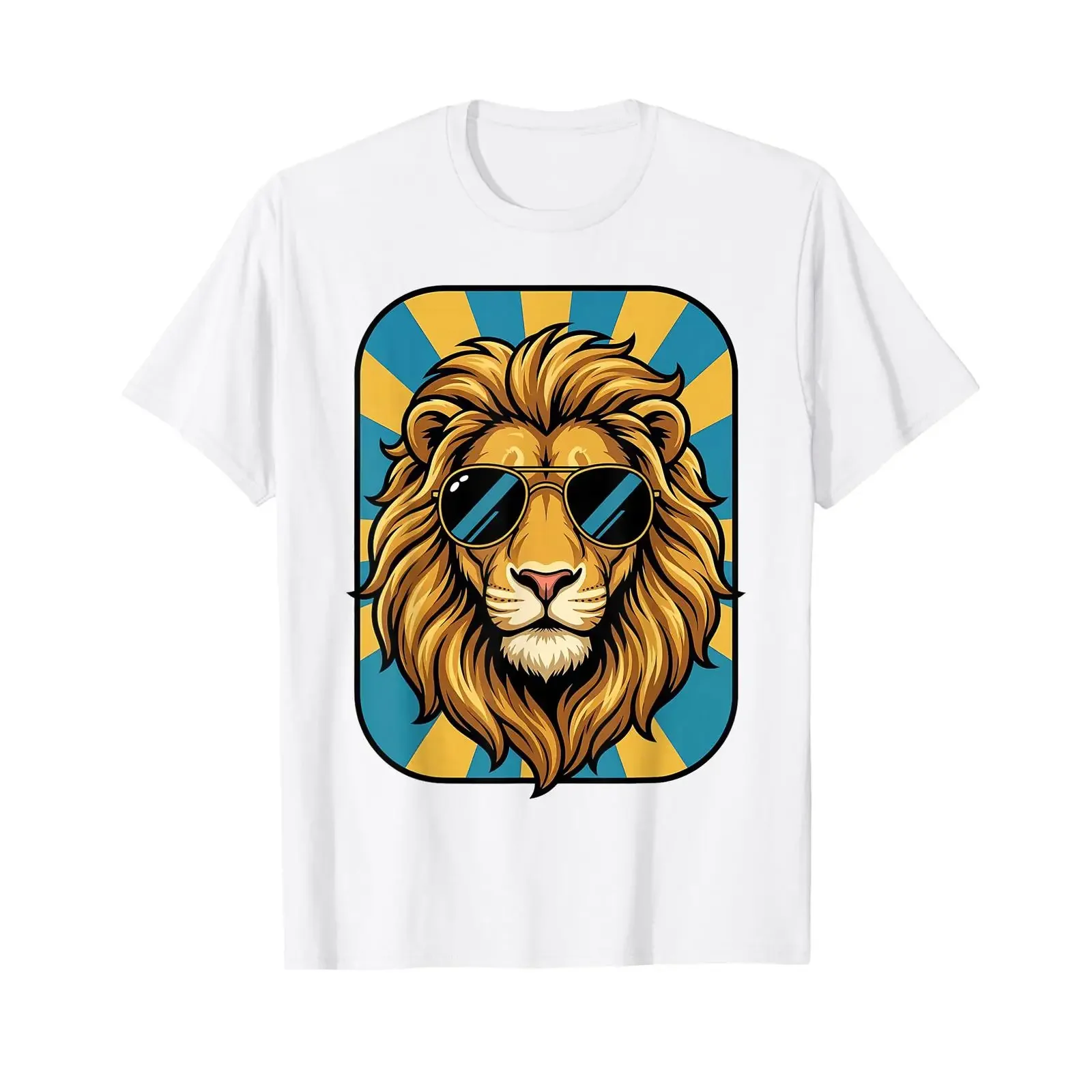 Lustiger Löwe mit Sonnenbrille Tierwitze T Shirt vintage Washed Slightly graphic Soft homme designer clothes Stylish fashion